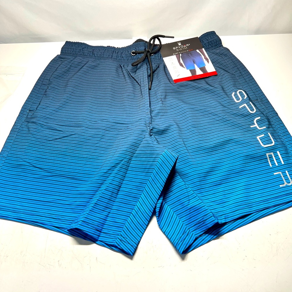Spyder Swim Shorts 30+ UPF Quick Dry Breathable Lined Blue Medium